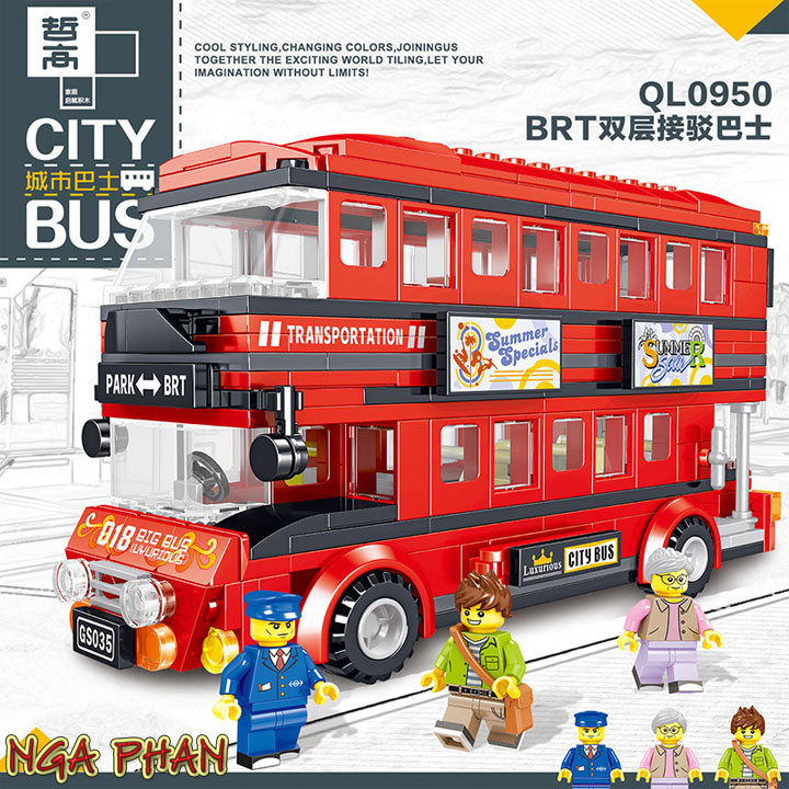 Xe Bus BRT 2 Tầng Siêu Đẹp 398 Chi Tiết Đồ Chơi Xếp Hình Lắp Ráp Lego Zhegao