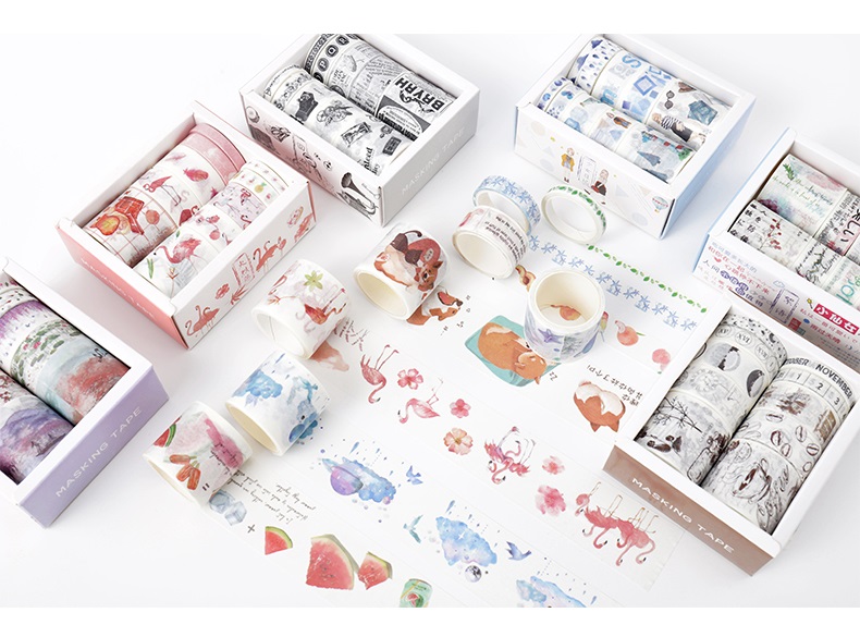 Set 10 cuộn băng dính washi trang trí