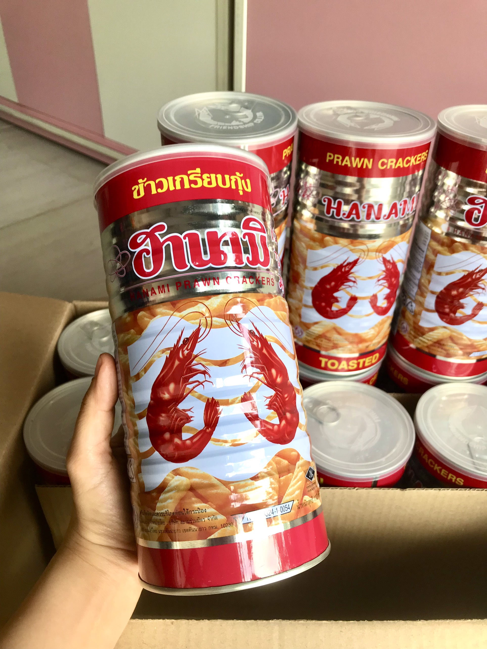 [ Date Mới :8/2025]Snack Tôm Hanami Thái Lan dạng lon 110gr