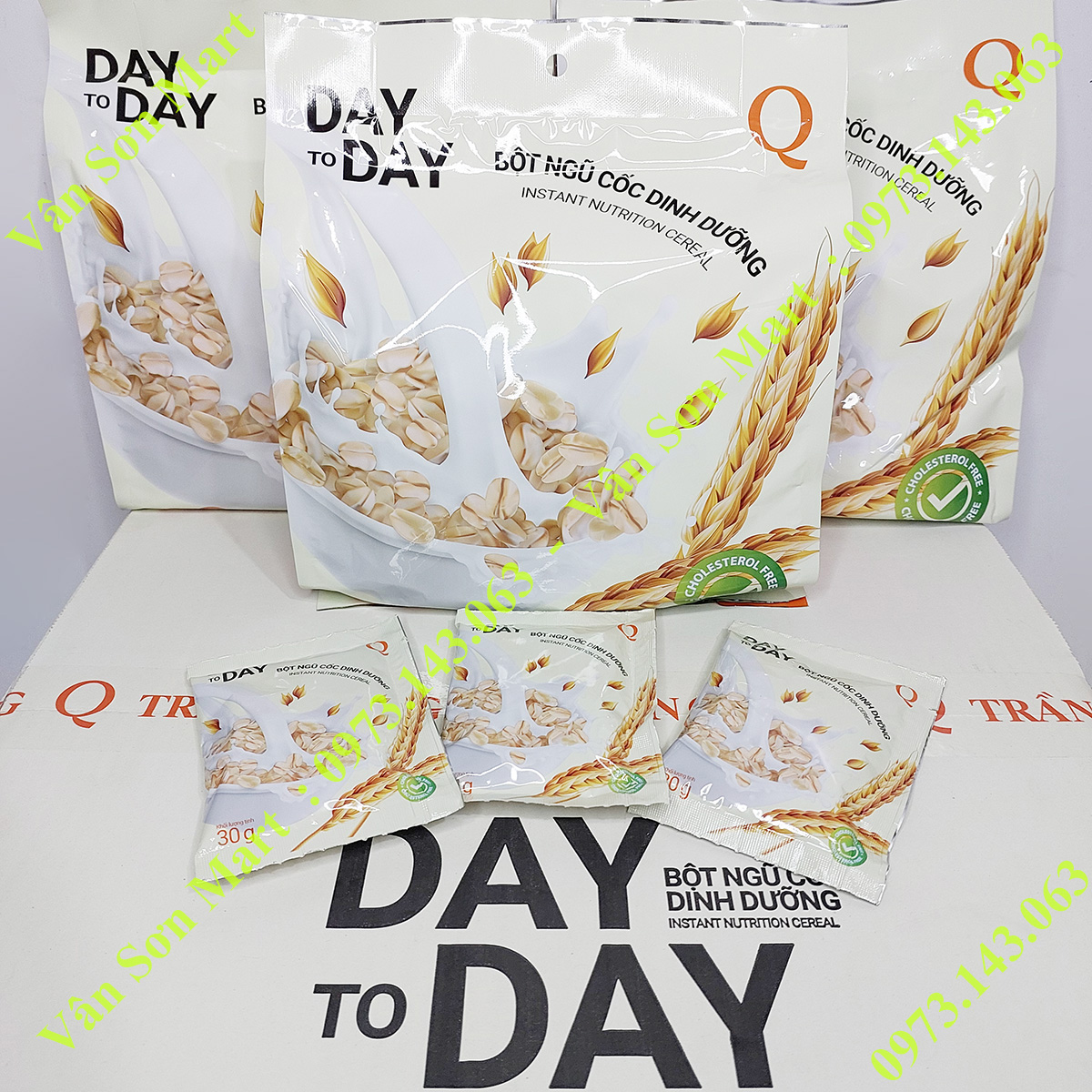 03 bịch bột Ngũ Cốc hòa tan Day to Day Trần Quang 600g (20 gói x 30g)
