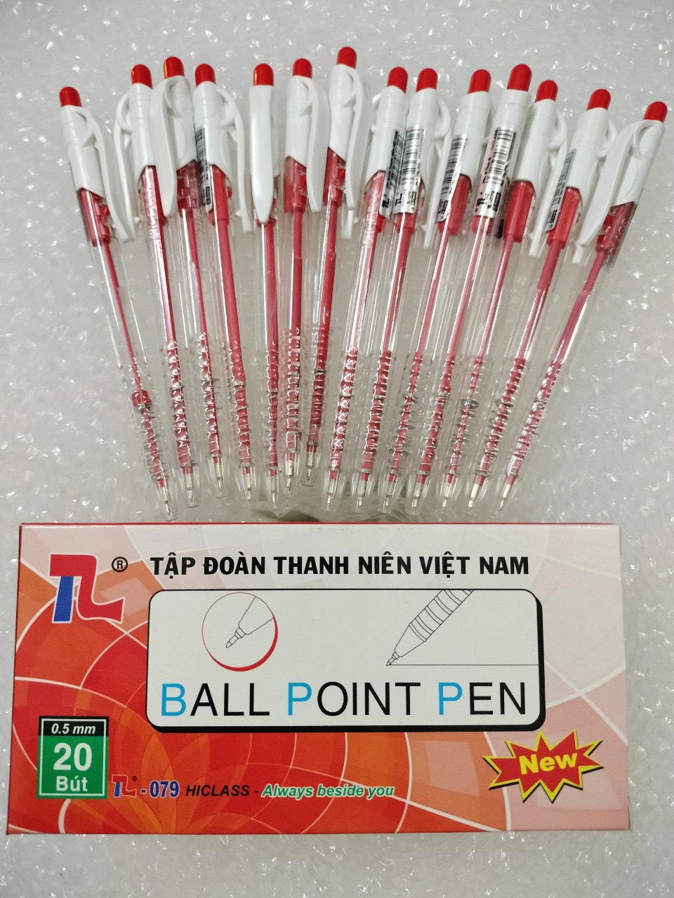 Combo 5 cây bút bi đỏ tl 079 đầu bi 0.5mm