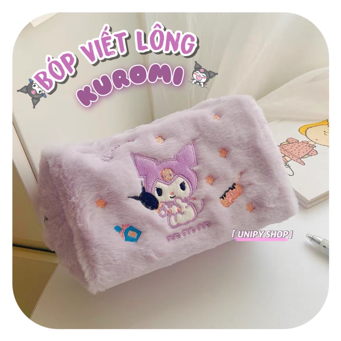 Bóp viết kuromi lông nhung mềm cỡ lớn đáng yêu | túi đựng mỹ phẩm | bóp viết lớn