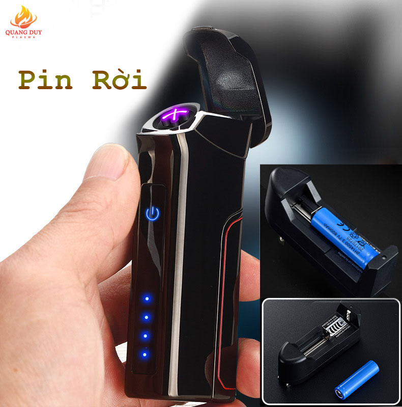 Bật lửa độc lạ cảm ứng vân tay cao cấp thiết kế pin rời độc đáo