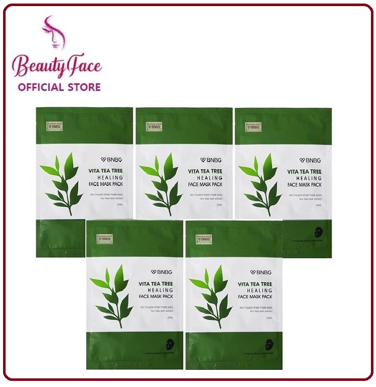 Combo 5 Mặt Nạ BNBG Tràm Trà Thải Độc Da, Giảm Mụn Vita Tea Tree Healing Face Mask Pack 30ml x 5