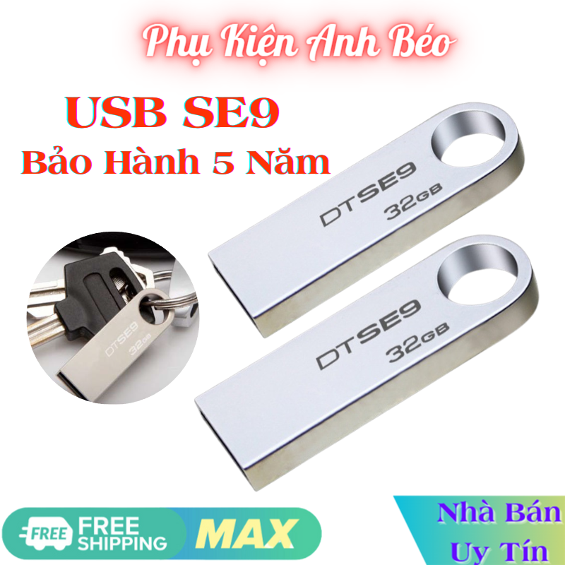USB Kingston SE9 64Gb /32Gb /16Gg /8Gb /4Gb /2Gb, Nhỏ Gọn, Vỏ Kim Loại, Chống Nước - USB Kingston Lỗi 1 Đổi 1 - Phụ Kiện Anh Béo - BH 5 Năm