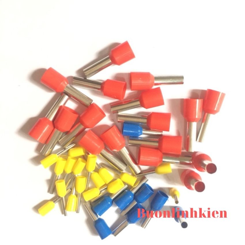 Đầu cos pin rỗng E4009, (100 chiếc), đầu cốt kim rỗng phủ nhựa, đầu cos dây điện 4mm