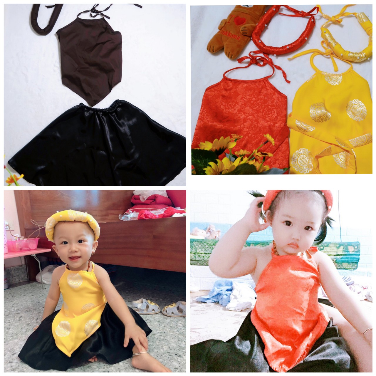Set yếm, váy đụp bé gái