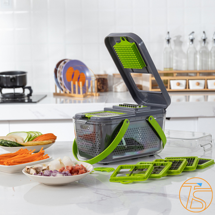 Bộ dụng cụ cắt hạt lựu rau củ hoa quả đa năng 22in1, có dao bào nạo nghiền sợi gọt trái cây, cắt lát ép tỏi ớt, Dụng cụ thái cắt tỉa