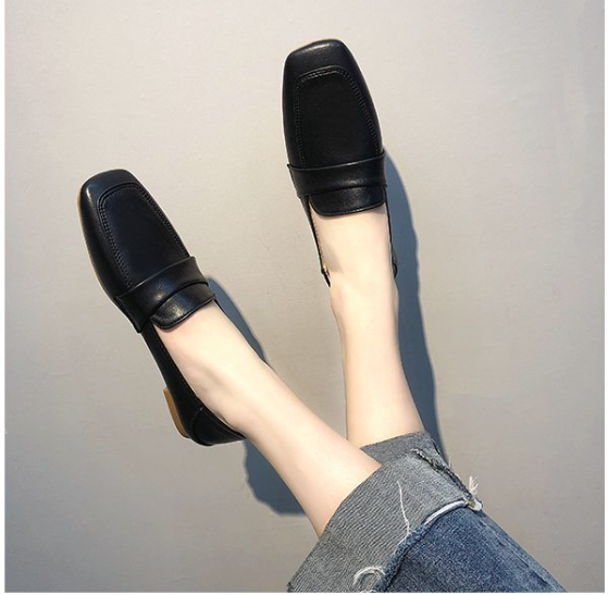 GIÀY BÚP BÊ da mềm đen mũi vuông