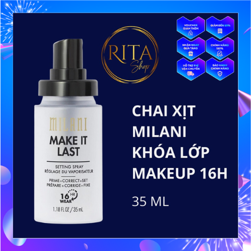  Chai xịt giữ & khóa lớp trang điểm makeup Milani Make It Last Setting Spray suốt 16h 