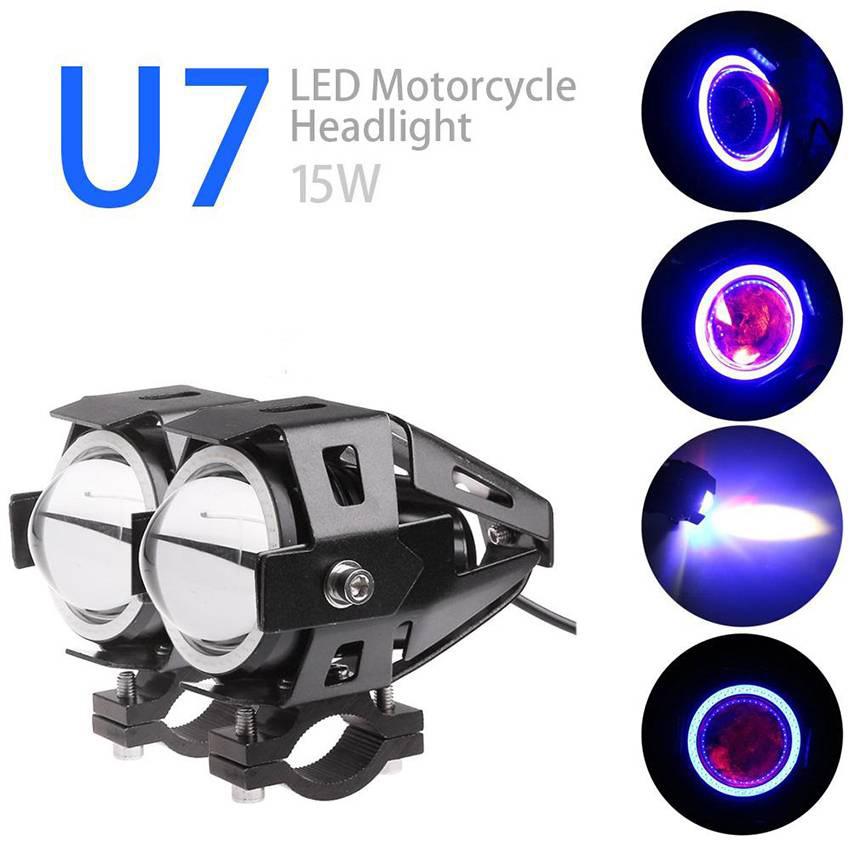 Đèn Led Xe Máy Mẫu Mới 2020, Đèn Trợ Sáng U7 Không Lồng Mắt Cú Và Chế Khác - Ánh Sáng Xanh, Đèn LED Trợ Sáng U7 Cho Xe Máy , Thiết Kế Mạnh Mẽ, Phong Cách, Pha, Cos, Passing Cực Tốt, Sieu Bền, Sieu Sáng .