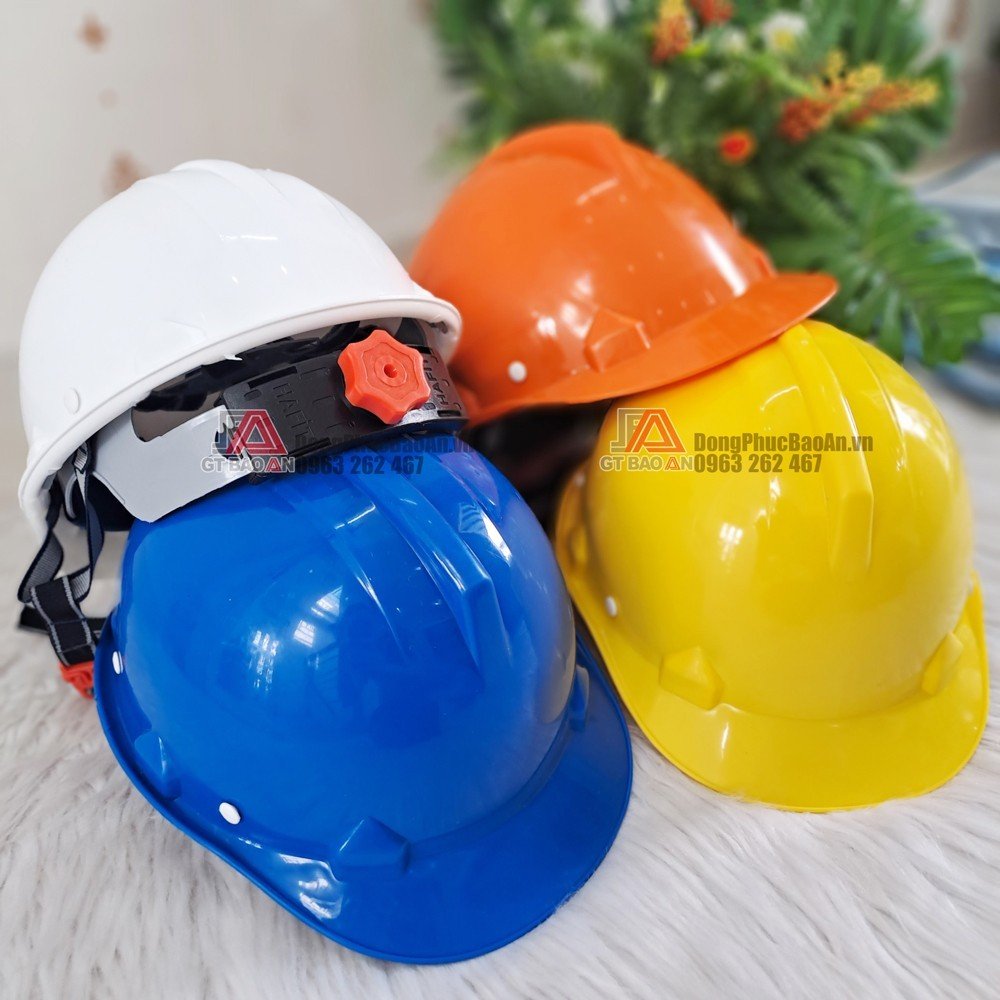 Mũ bảo hộ màu trắng, cam,vàng,xanh - nón bảo hộ khoá bấm ôm sát đầu - nón bảo hộ lao động cho công nhân, kỹ sư xây dựng