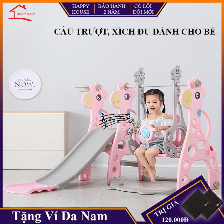 Cầu Trượt Xích Đu Cho Bé, Cầu Trượt Cho Bé, Kèm Xích Đu, Bóng Rổ, Có Phát Nhạc, Điều Chỉnh Kích Thước, Bảo Hành 2 Năm, Lỗi Đổi Mới Trong 7 Ngày Đầu Nhận Hàng