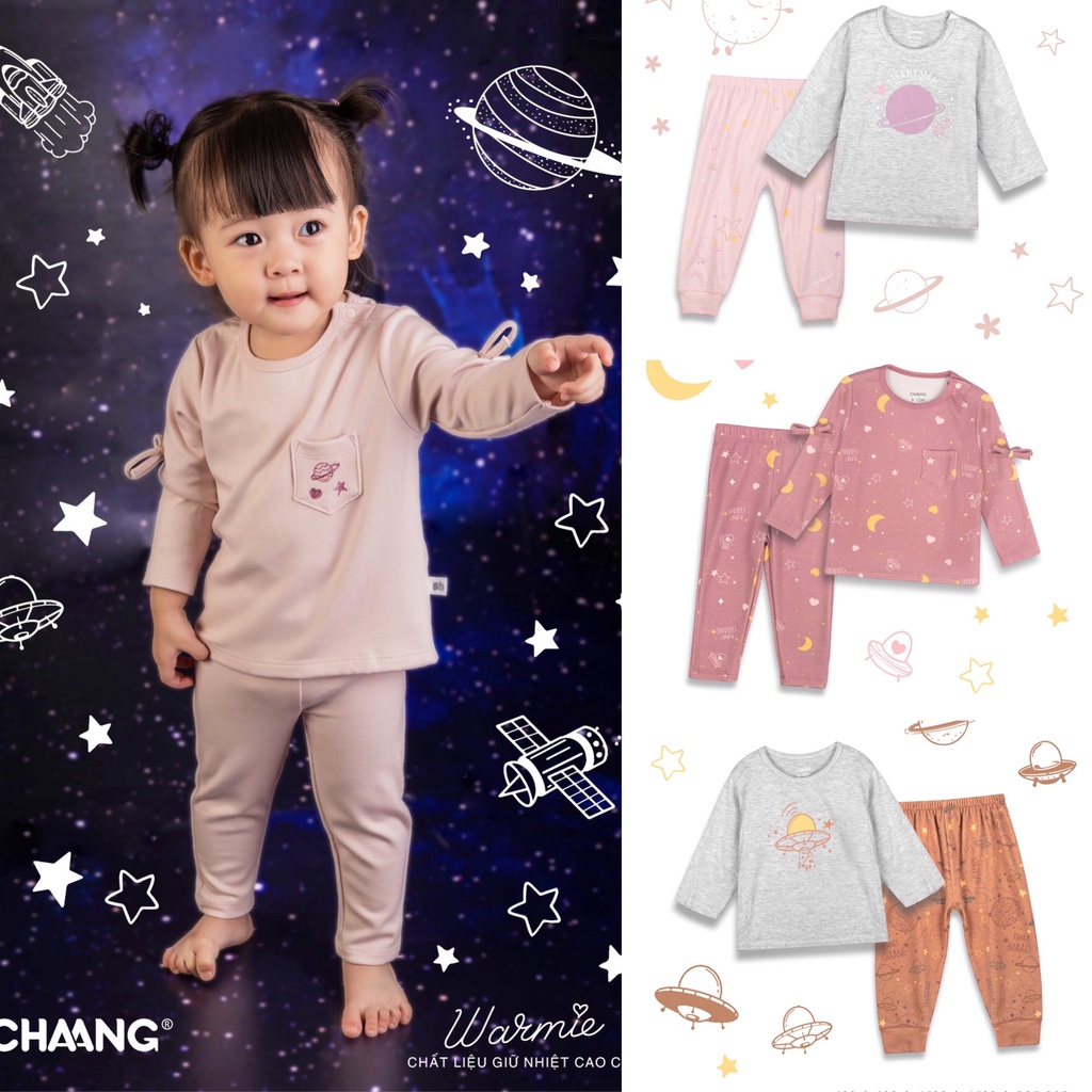 Bộ dài tay cúc vai trẻ em chất liệu cotton cosmos Chaang