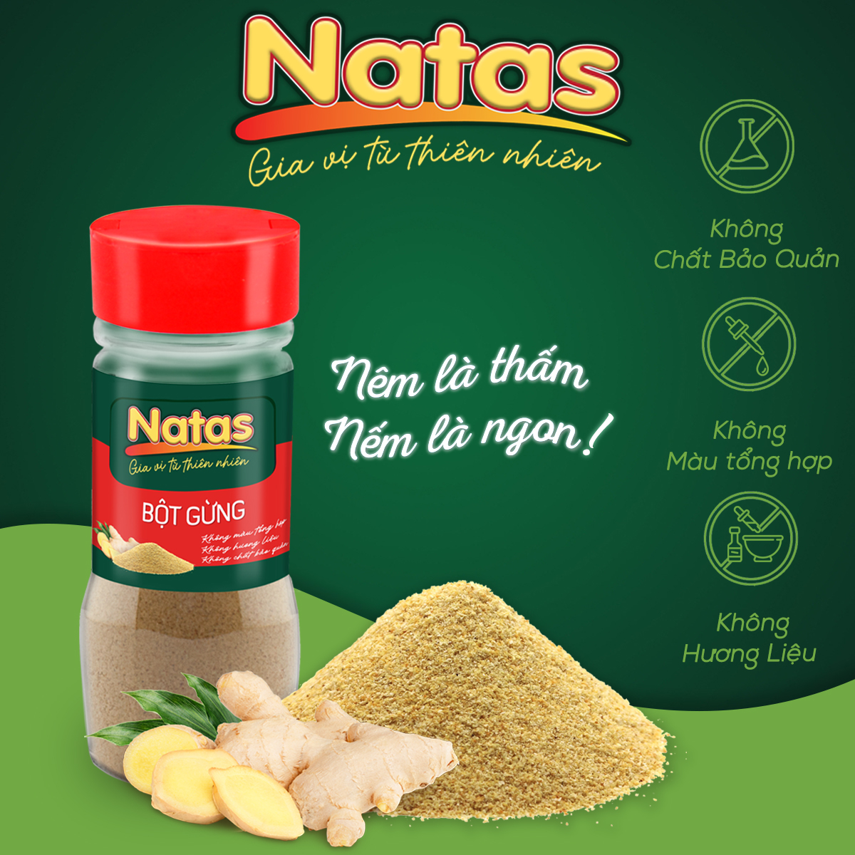 Bột gừng natas gia vị tiện dụng