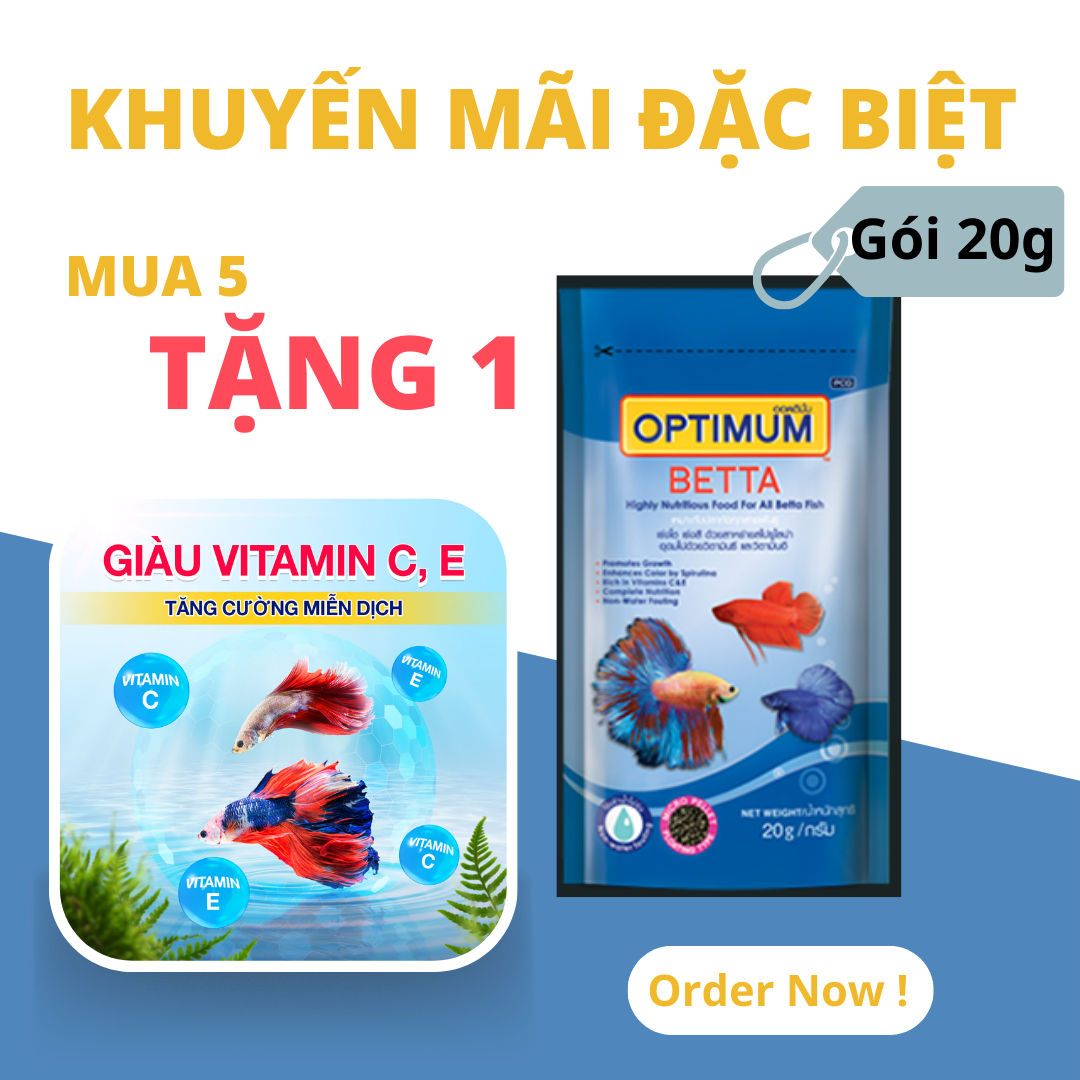 Thức ăn dinh dưỡng cho cá Optimum Betta chuyên dùng cho cá Betta - Gói 20g