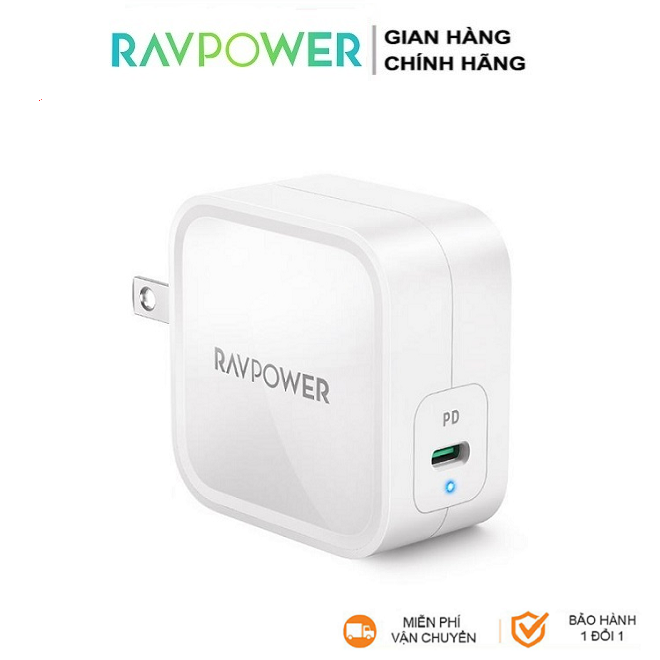 Sạc ravpower 1cổng usb-c 61w pd 3.0 - công nghệ gan rp-pc112