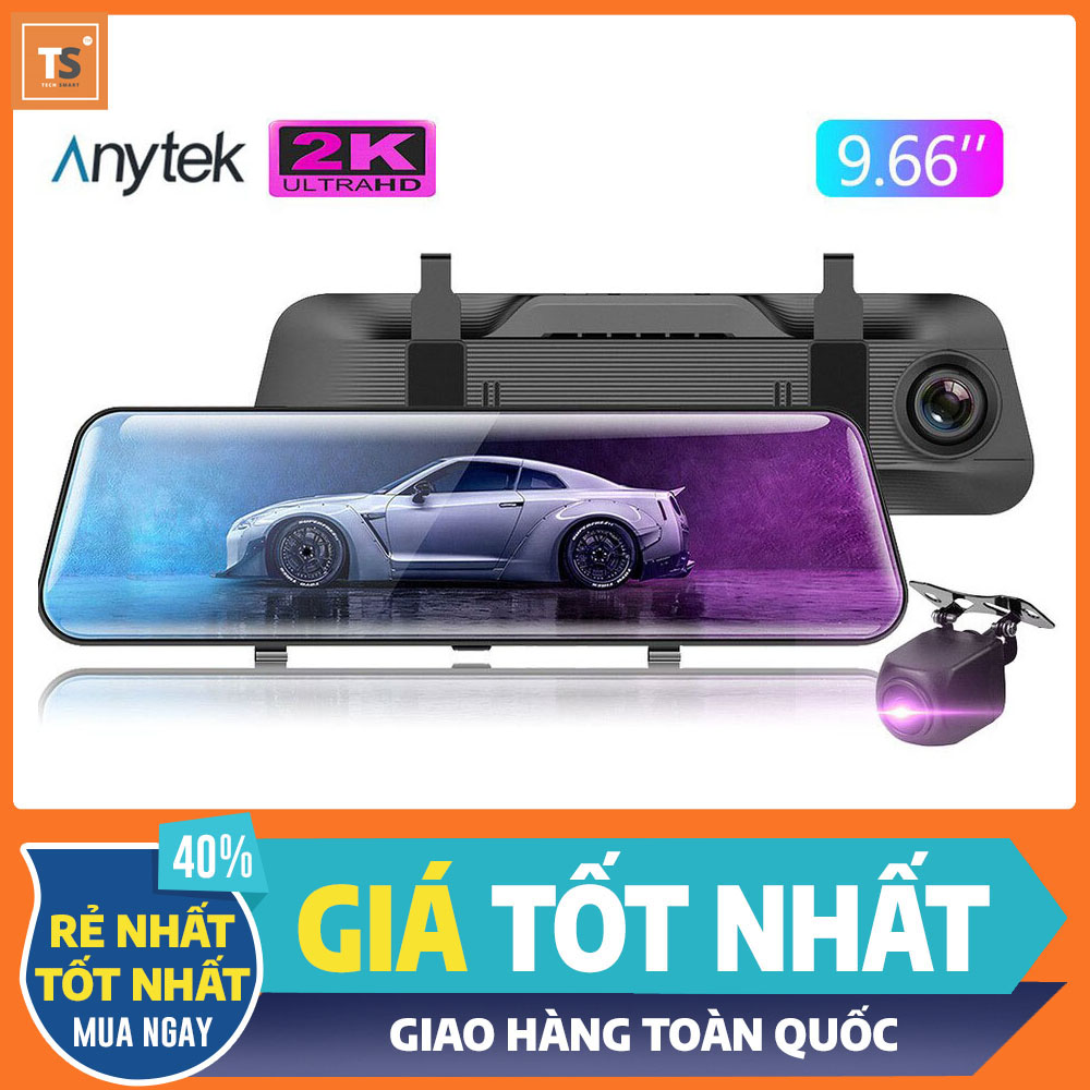 Camera Hành Trình Gương Anytek A26 Quay 2K UHD Màn Hình Cảm Ứng 10 Inch