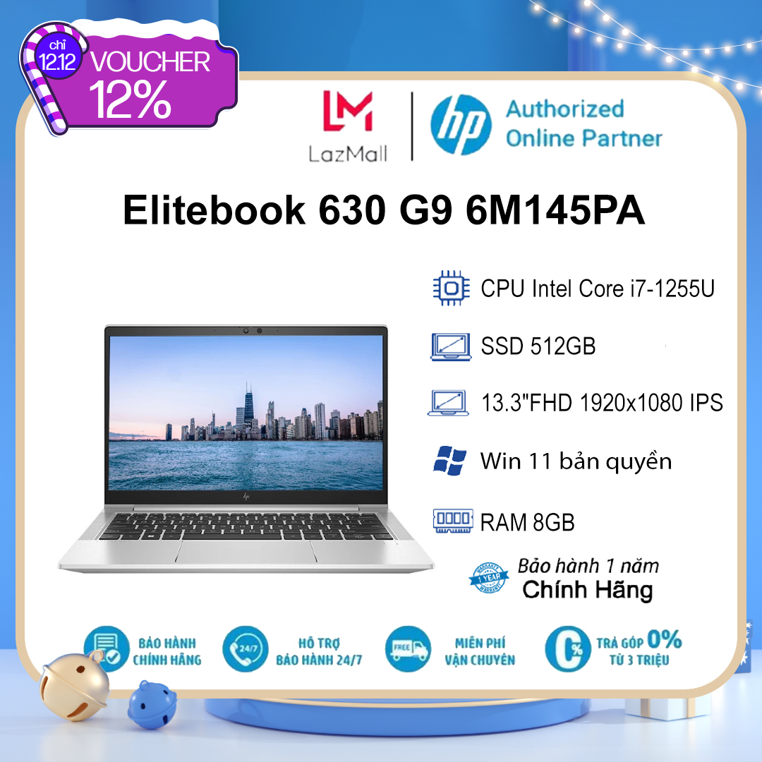 Laptop hp elitebook 630 g9 6m145pa i7-1255u| 8gb| 512gb| 13.3"fhd| ob| win11