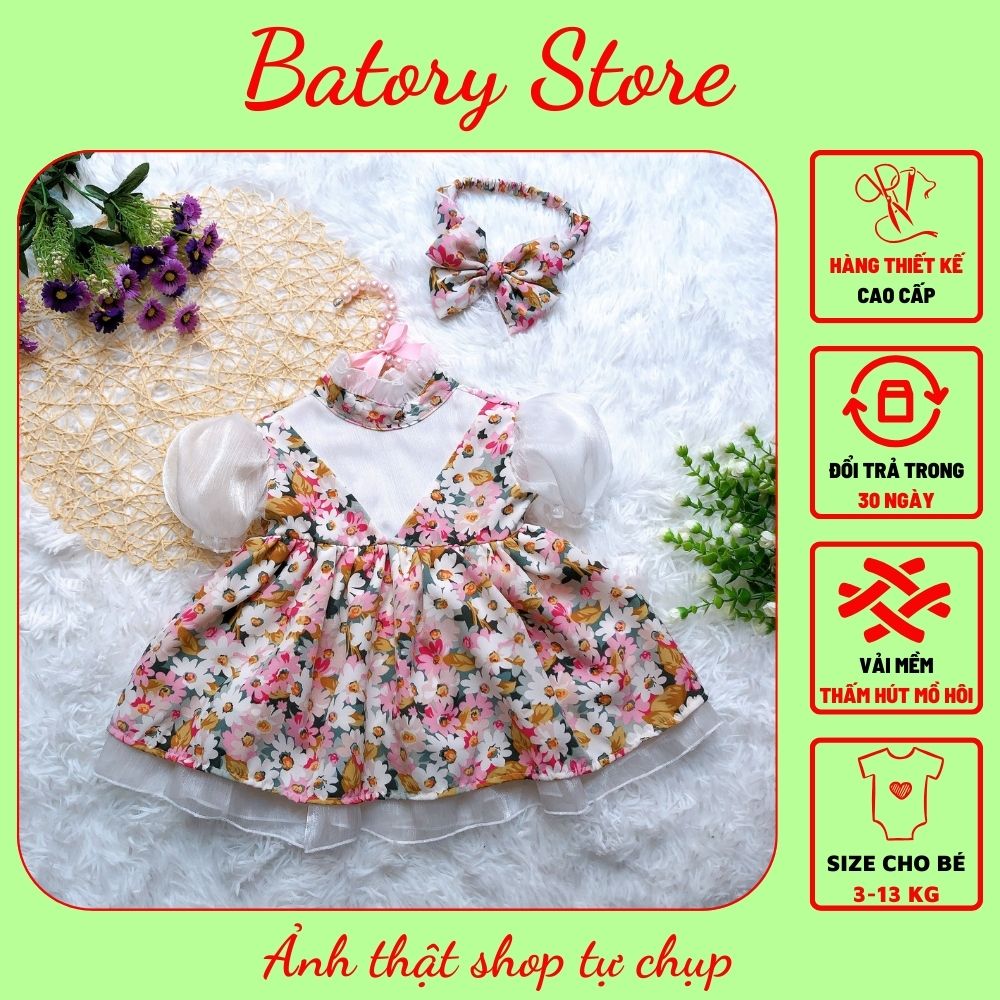 Đầm Công Chúa Bé Gái Trẻ Sơ Sinh 1-10 tuổi 4-30 kg lụa hoa xinh phối tơ 2 tầng rẻ đẹp Thích hợp đi chơi đi tiệc, làm quà tặng thôi nôi sinh nhật đầy tháng cho bé BATORY STORE Cửa hàng quần áo trẻ em