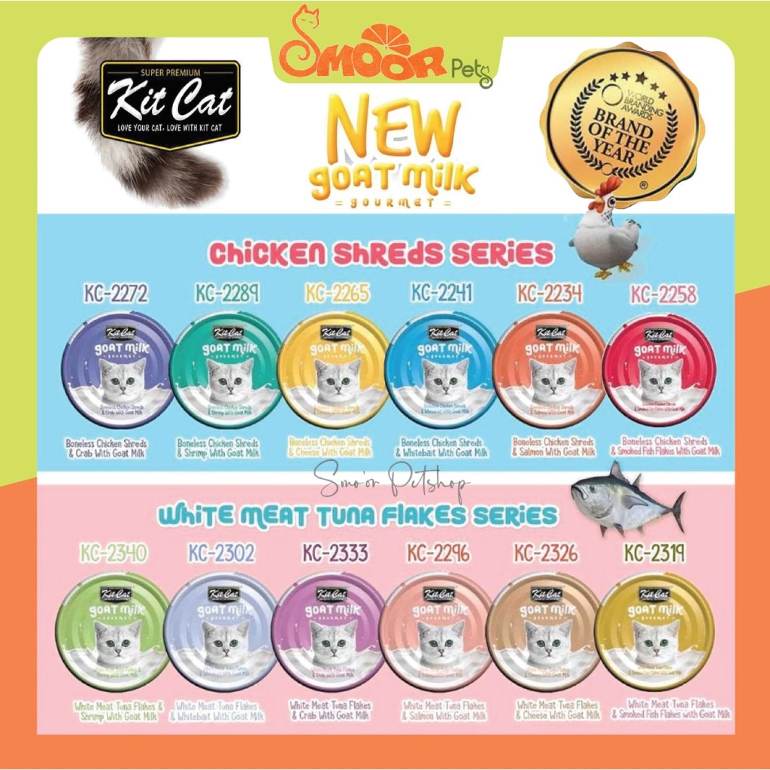 Pate Kit Cat Goat Milk - Pate Kitcat sữa dê cá ngừ và gà cho mèo lon 70gr - Smoor petshop
