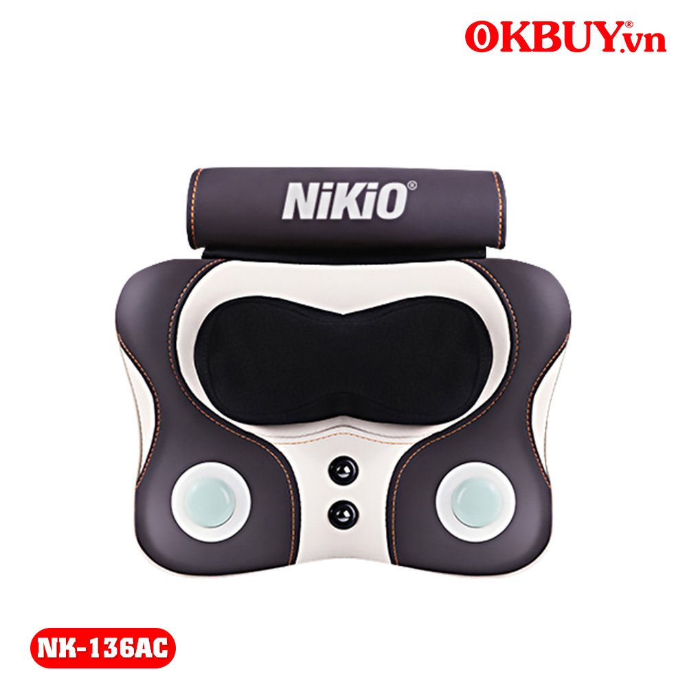 [HCM]Máy đấm lưng, máy massage cổ vai gáy, gối massage hồng ngoại đa năng Nhật Bản Nikio NK-136AC - 3 chế độ, 3 cường độ