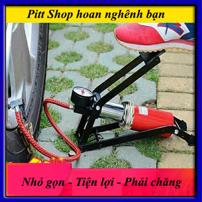 Bơm đạp chân mini dùng cho xe đạp, xe máy, ô tô