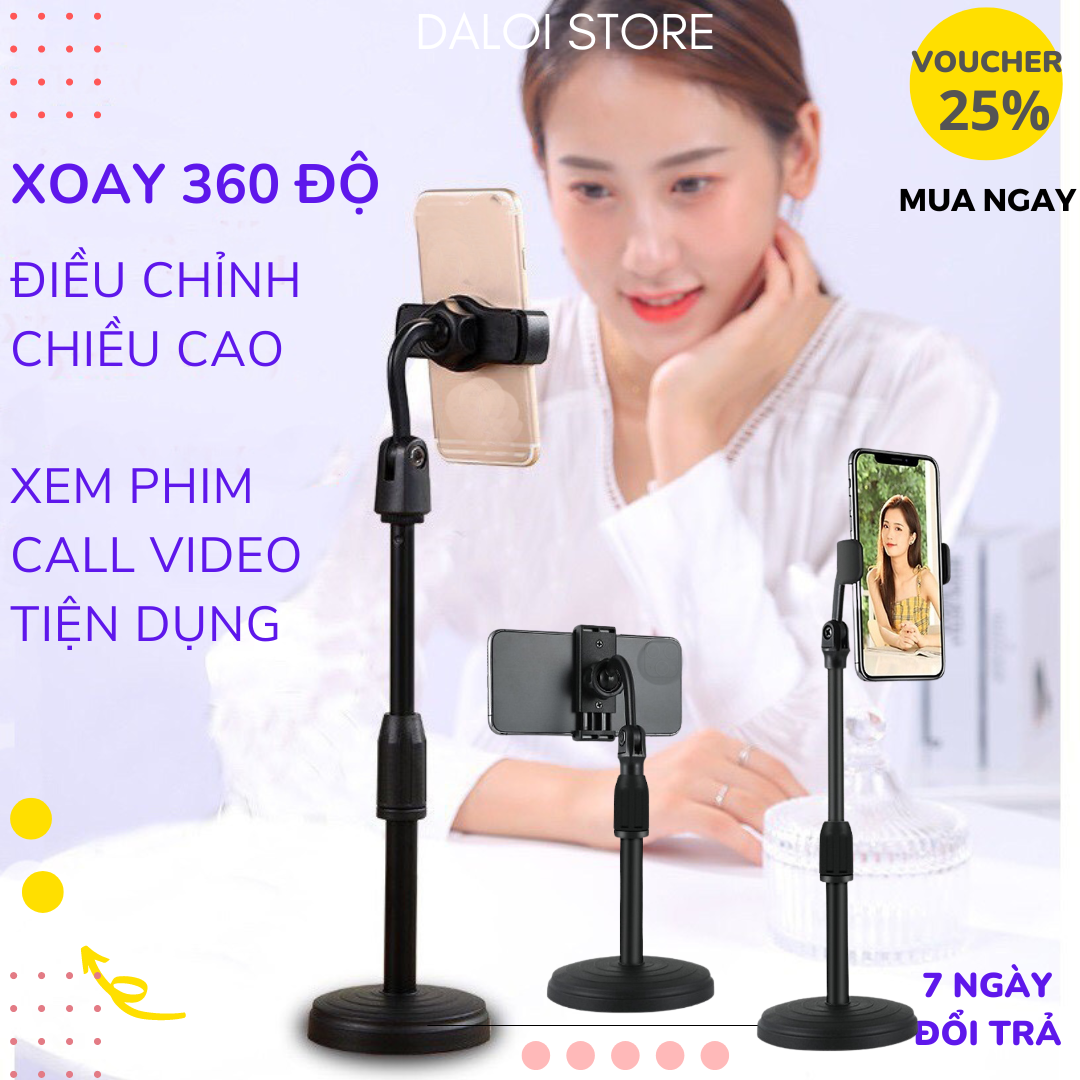 Kẹp Giá Đỡ Điện Thoại livestream xem video để bàn điều chỉnh Chiều cao Quay Phim Ghi Hình Đa Dụng chắc chắn D30 DALOI