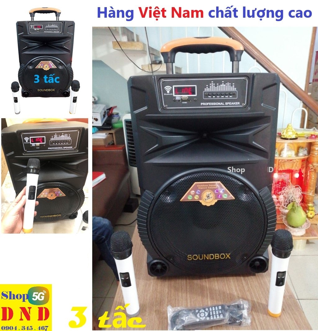[HCM]Loa kéo karaoke 3 tấc giá rẻ tặng kèm 2 mic không dây. SOUNBOX SB-1205 NHỰA. loa trầm công suất lớn ( BH 1 ĐỔI 1 TOÀN QUỐC)