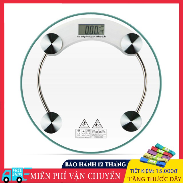 Cân điện tử tròn mặt kính cường lực chịu lực đến 180kg, cân sức khỏe