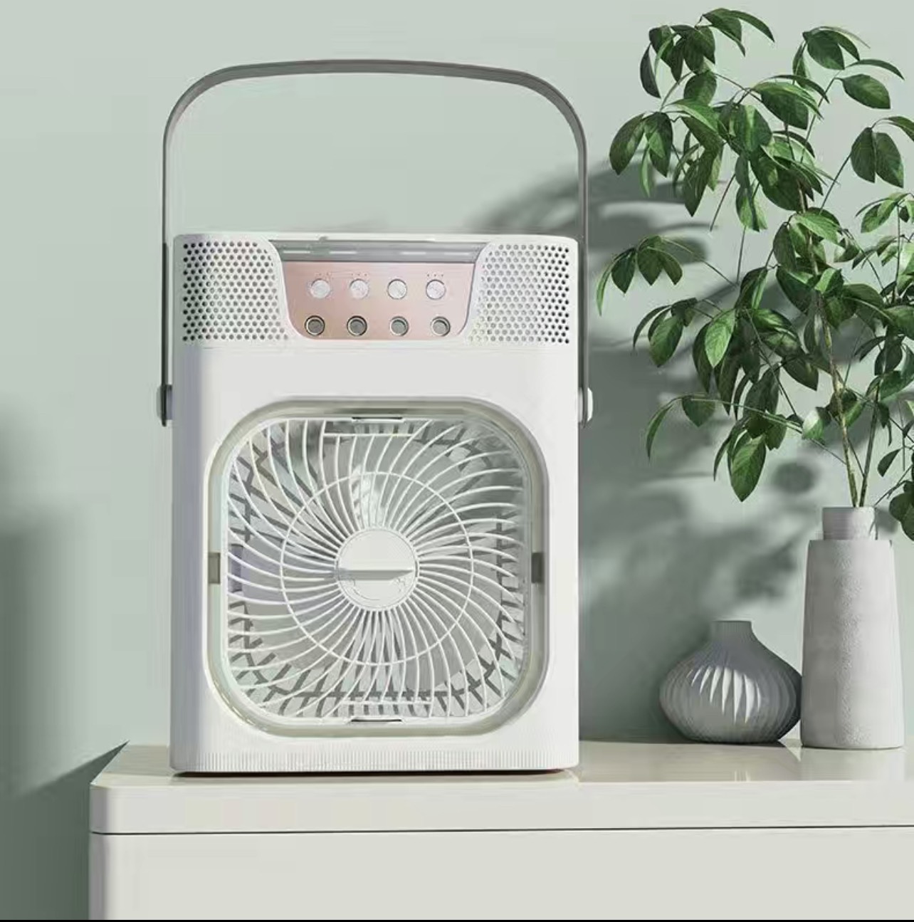 Quạt Điều Hòa Hơi Nước Mini - Quạt Phun Sương Tạo Ẩm Làm Mát Để Bàn Hẹn Giờ Thông Minh