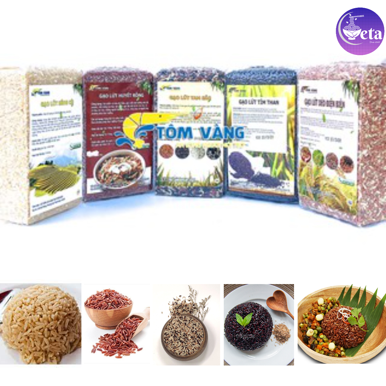 Gạo lứt Tôm Vàng 1kg (lứt đỏ, lứt đen, lứt tím than, lứt huyết rồng, lứt séng cù, lứt nâu, lứt tam sắc) - gạo lứt dẻo, nấu không ngâm, giảm cân - hcm, đồng nai