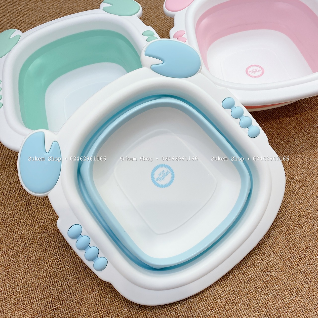 Chậu Rửa Mặt Gấp Gọn Mom Trusted - Siêu Tiện Lợi - Rửa Mặt, Vệ Sinh Cho Bé - Sukem Shop