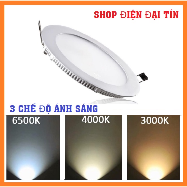 Đèn led âm trần siêu mỏng 6w, 9w, 12w 3 chế độ - đèn led âm trần 3 màu - bảo hành 2 năm
