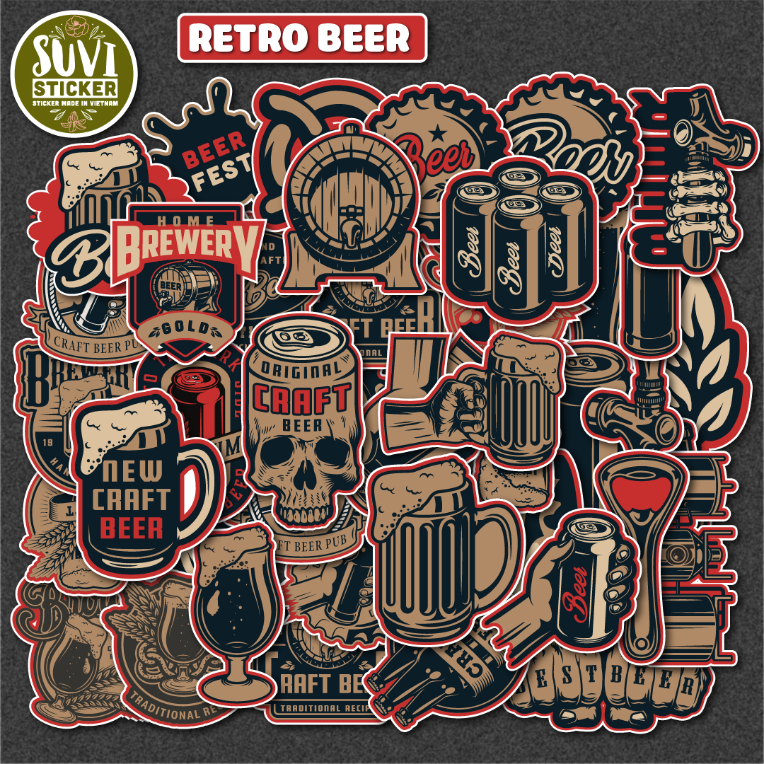 Sticker Retro Vintage chống nước dán laptop, điện thoại, đàn guitar, mũ bảo hiểm