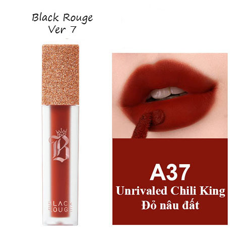 Son a37 black rouge nắp nhũ vàng - đỏ nâu đất