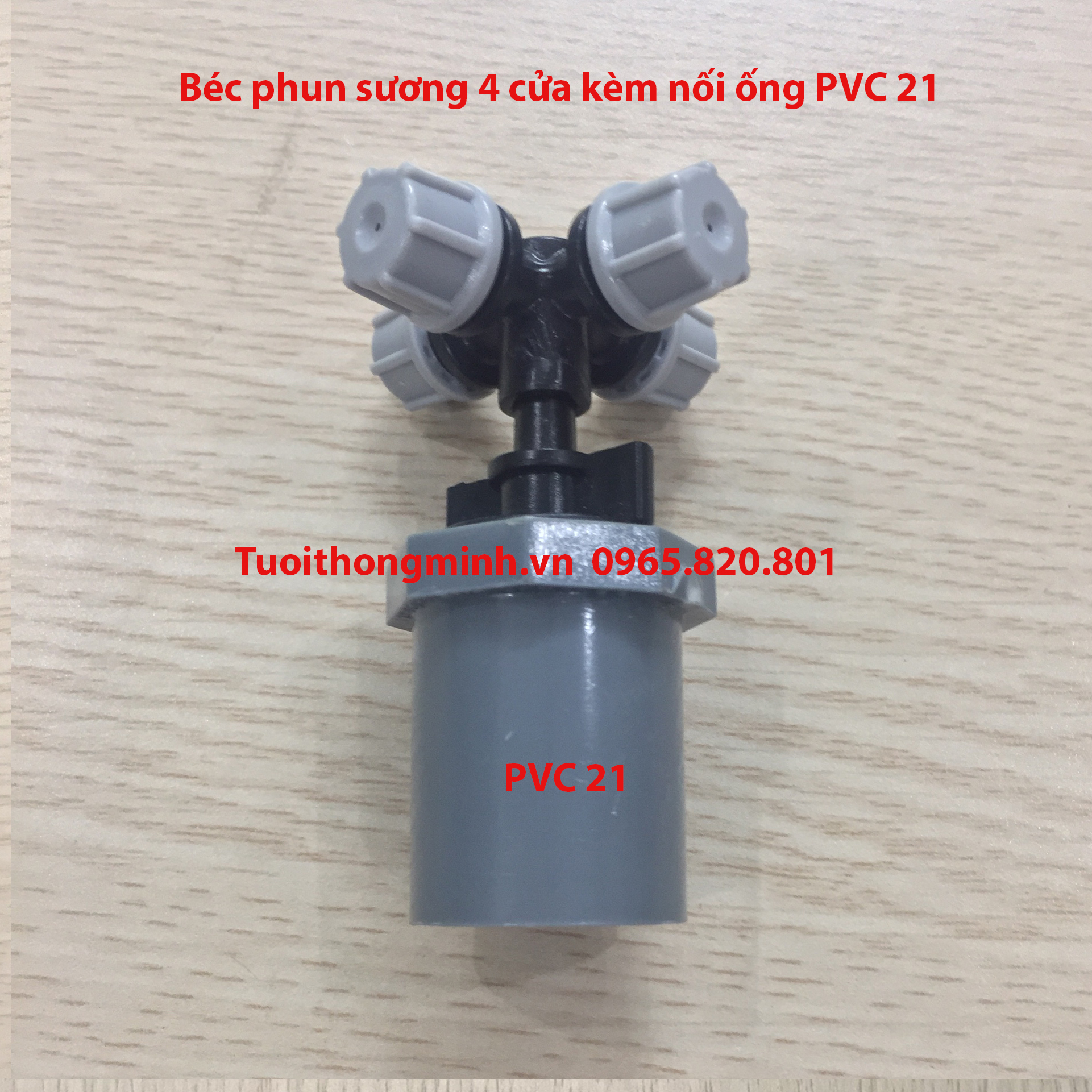 Béc phun sương 4 cửa kèm Nối ống PVC 21