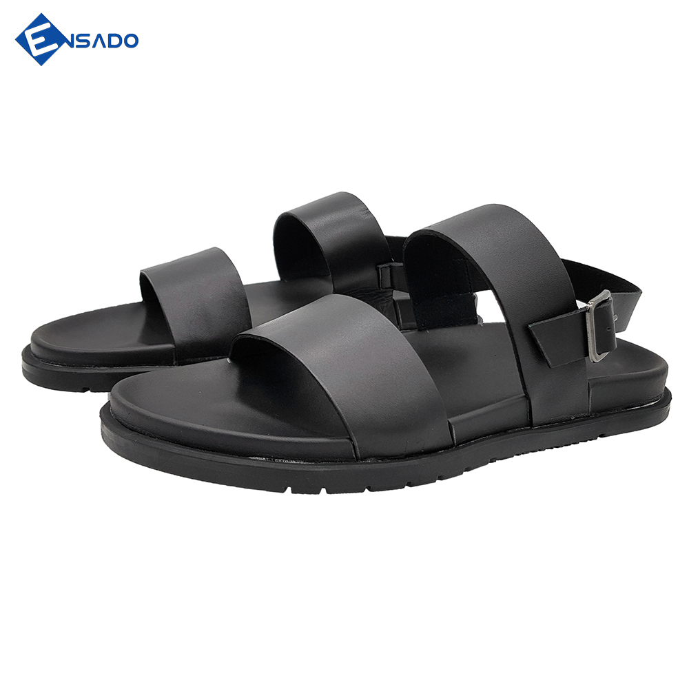 Dép Quai Hậu Nam Giày Sandal Nam Da Bò Thật Ensado DE2816 (Đen - Nâu)