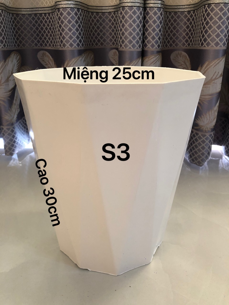 Chậu nhựa trồng cây 5 cái Kim Cương S3 trắng dày dặn