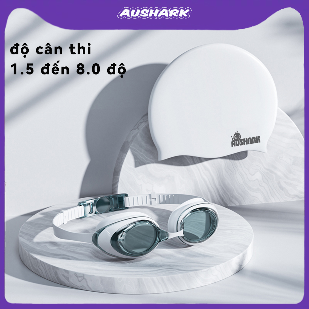 AUSKính bơi Cận thị có độ cận từ 1.5 độ đến 8.0 độ người lớn và trẻ em từ 5tuổi mắt kính bơi chống tia UV hạn chế sương mờ