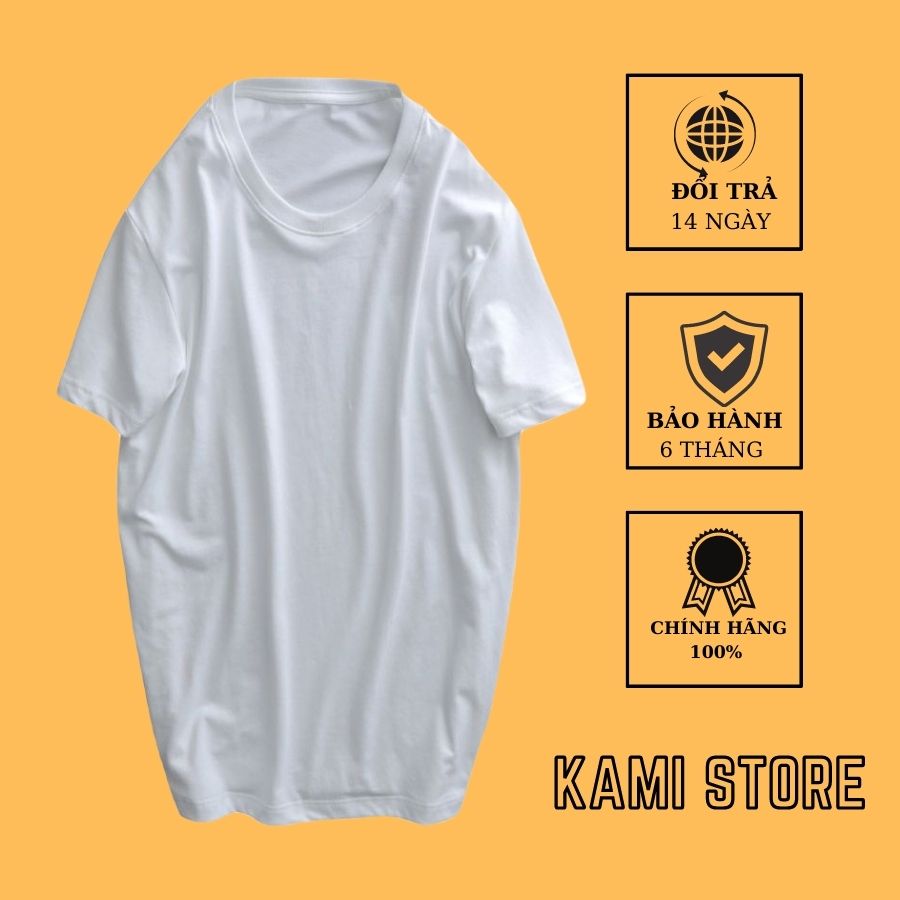 Áo thun kami nam nữ unisex form rộng màu trắng