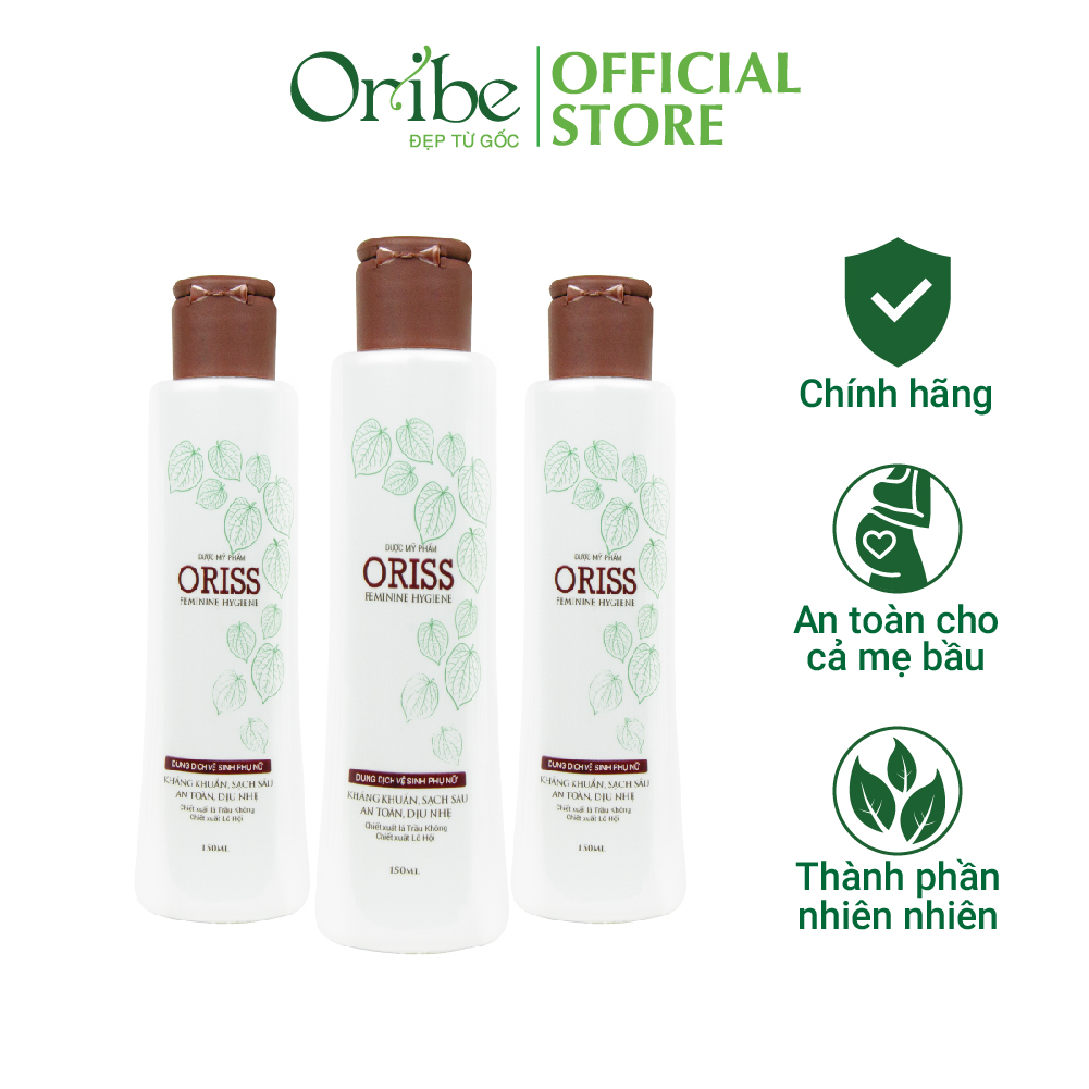 Combo 3 chai dung dịch vệ sinh phụ nữ kháng khuẩn khử mùi dưỡng ẩm oriss chai 150ml