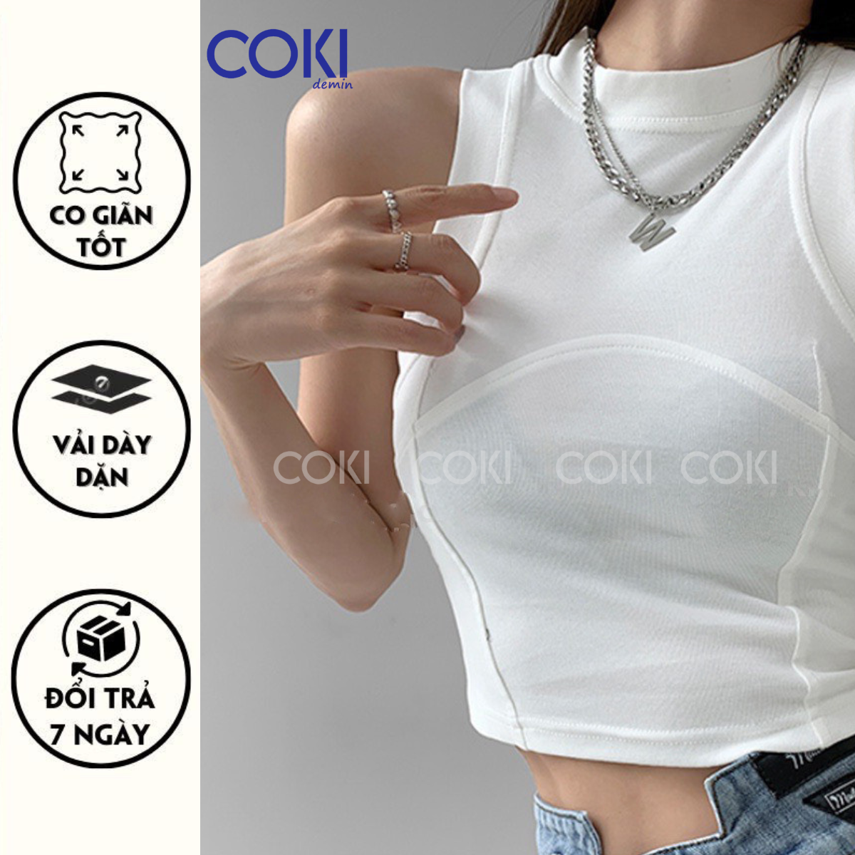 Áo Thun nữ crotop ba lỗ sát nách ôm chít ngực viền