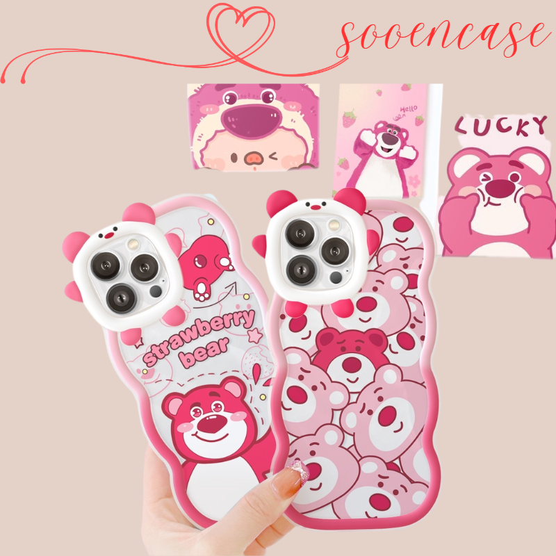 Ốp lưng iPhone viền gấu sóng Pink Lotso x/xs/xr/xsm11/11pro/11promax/12/12p/12promax/13/13promax/14 sooen case