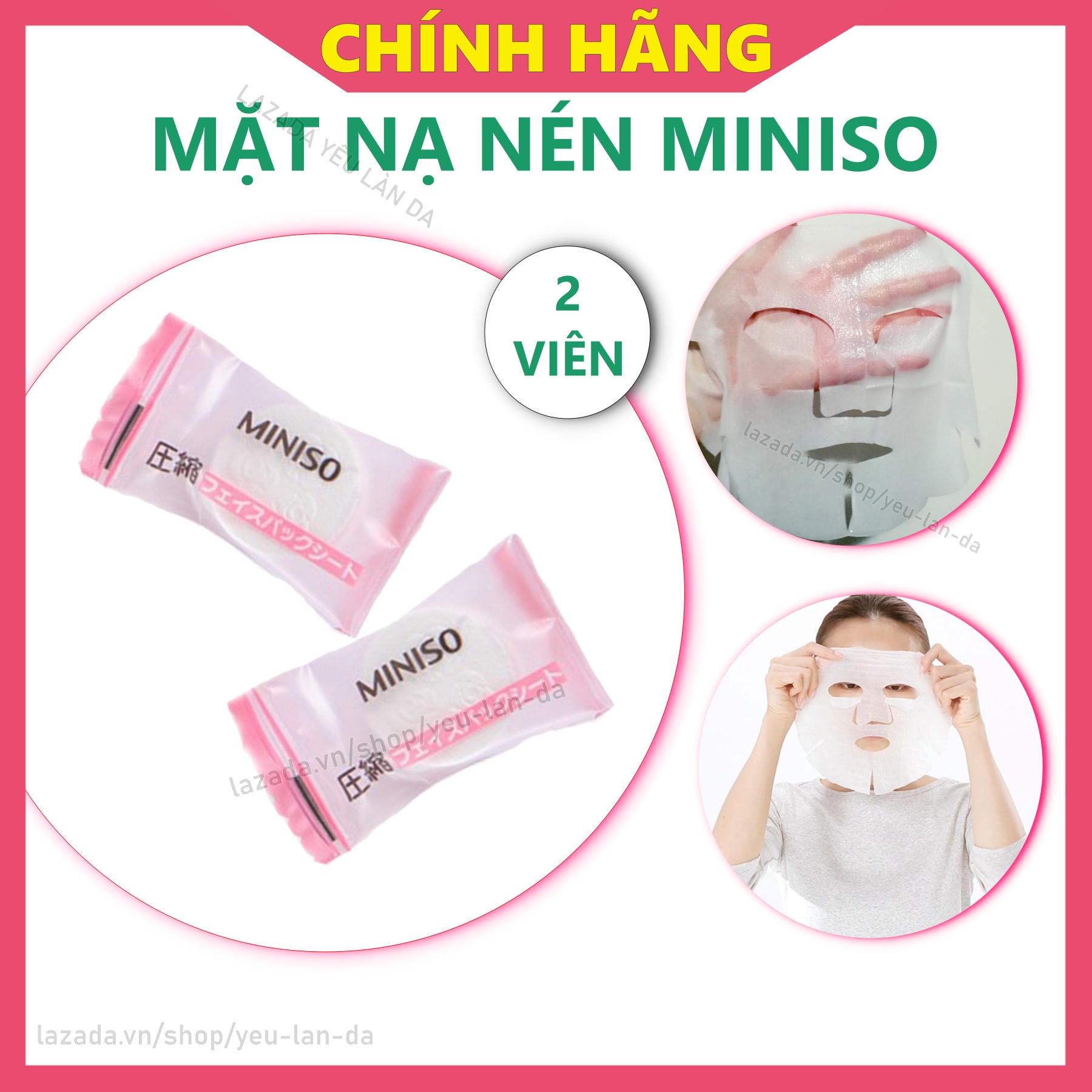 2 VIÊN Mặt nạ giấy nén Miniso hình viên kẹo