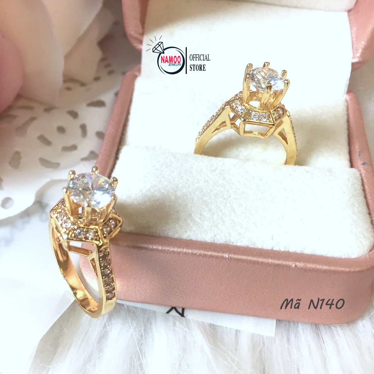 Nhẫn nữ đính đá n140 thiết kế sang chảnh, độc đáo