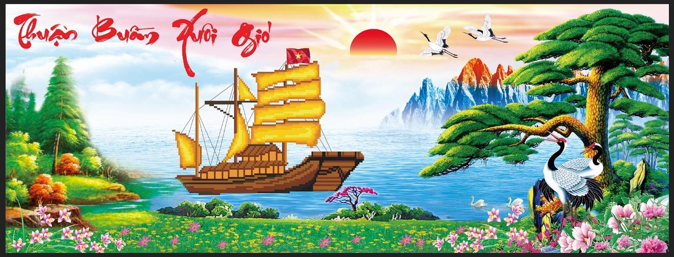 Tranh đính đá phong cảnh thuận buồm xuôi gió 88596 - chưa đính