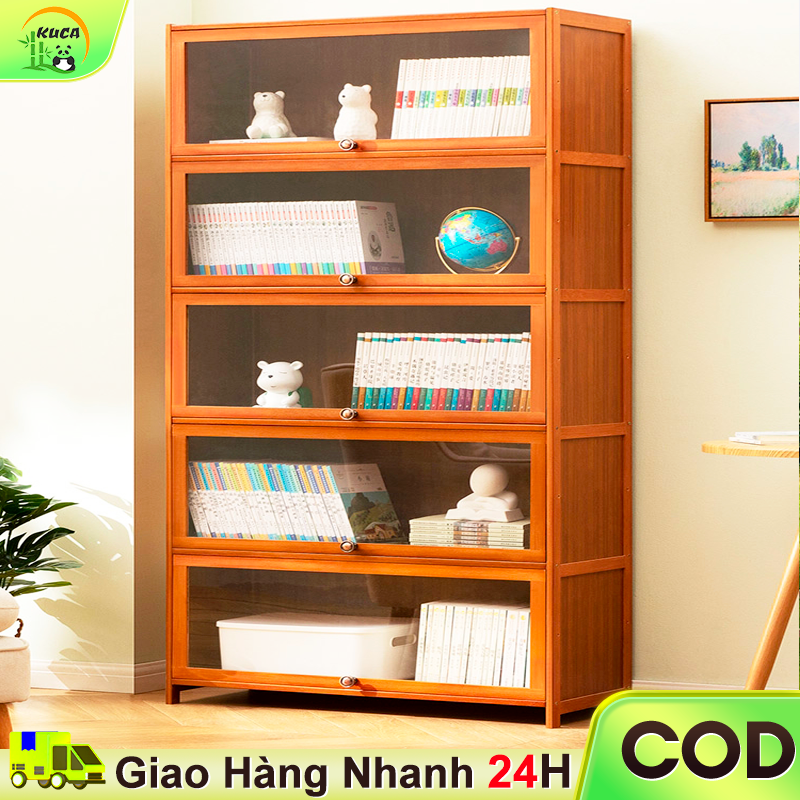 KUCA Tủ sách gỗ kệ đựng đồ tủ tài liệu chất liệu MDF chống nước phong cách hiện đại Cửa kính acrylic trong suốt