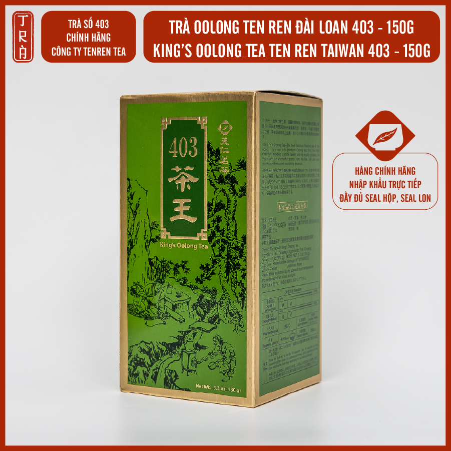 Trà Vương Ten Ren chính hãng, King's Oolong Tea 403, đóng hộp thiếc, khối lượng 150g trà