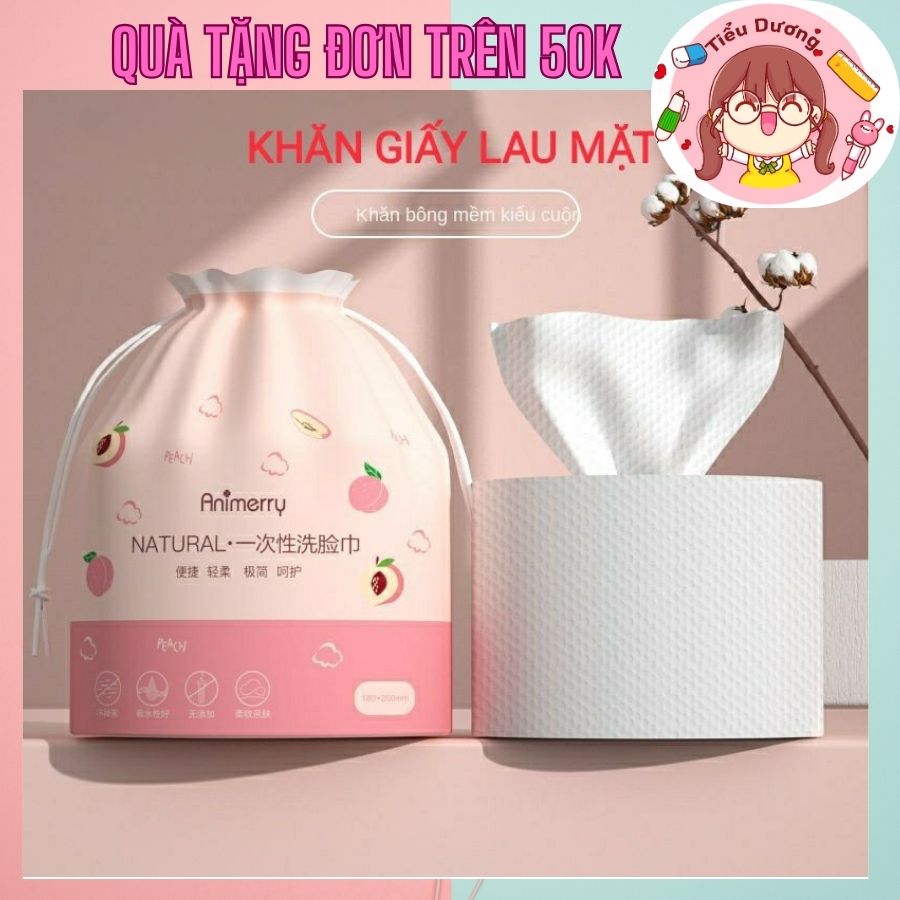Khăn giấy lau mặt cotton dùng 1 lần trái đào/ cuộn khăn lau mặt tẩy trang